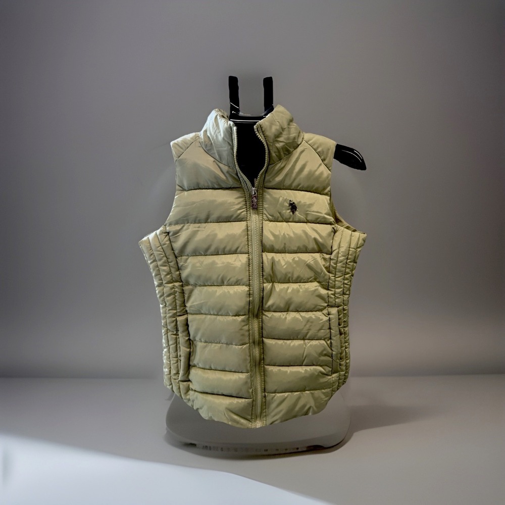 U.S. Polo Assn Women's Vest Light Green Soft Faux Fur Lining Size Small - Picture 3 of 6